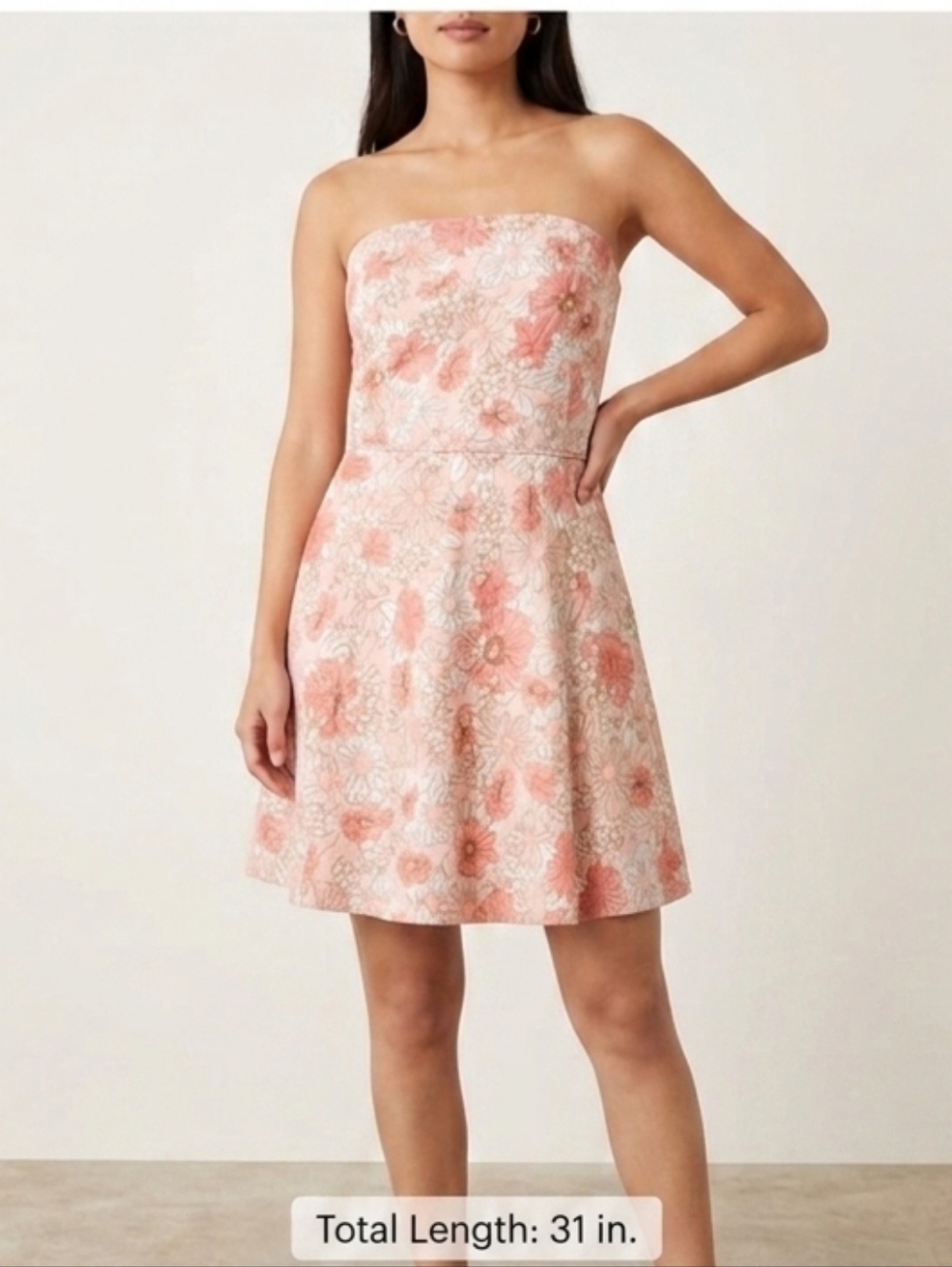 Pink Floral Tube Midi A-line Dress 8P Twee Spring Zooey New Girl Y2k 2000s
